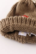 Brown pompom mushroom cable beanie hat - 7