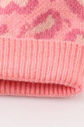 Pink pompom leopard cable beanie hat - 5