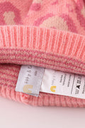 Pink pompom leopard cable beanie hat - 6