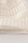 Ivory pompom cable beanie hat - 5