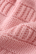 Pink pompom cable beanie hat - 5