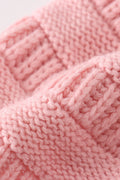 Pink pompom cable beanie hat - 6