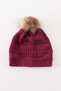 Violet pompom cable beanie hat - 2