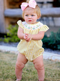 Spring/Summer Chick Floral Embroidery Smocking Girls Romper - 1