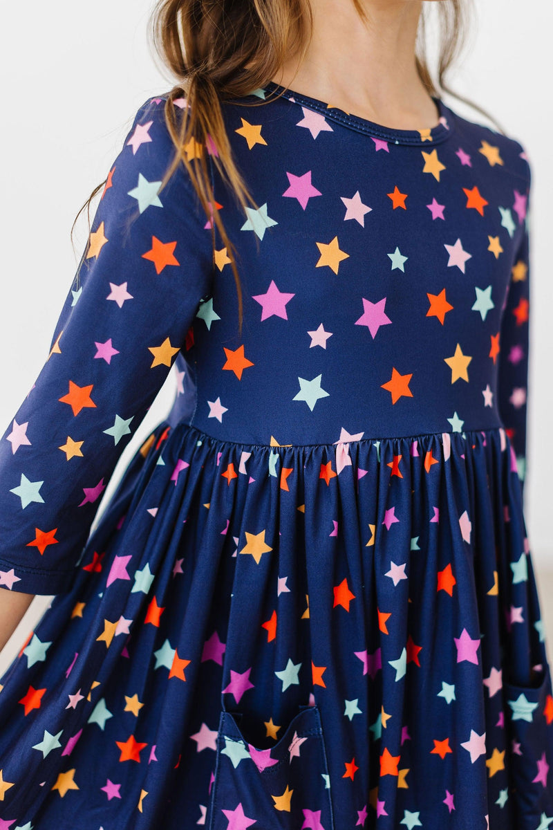 Halloween Stars 3/4 Sleeve Pocket Twirl Dress - 2
