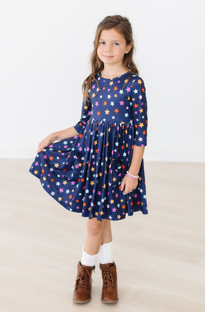 Halloween Stars 3/4 Sleeve Pocket Twirl Dress - 4