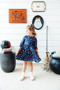 Halloween Stars 3/4 Sleeve Pocket Twirl Dress - 7
