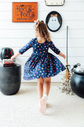 Halloween Stars 3/4 Sleeve Pocket Twirl Dress - 1