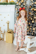 Holly Jolly Christmas 3/4 Sleeve Pocket Twirl Dress - 2