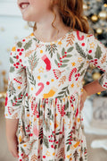 Holly Jolly Christmas 3/4 Sleeve Pocket Twirl Dress - 1