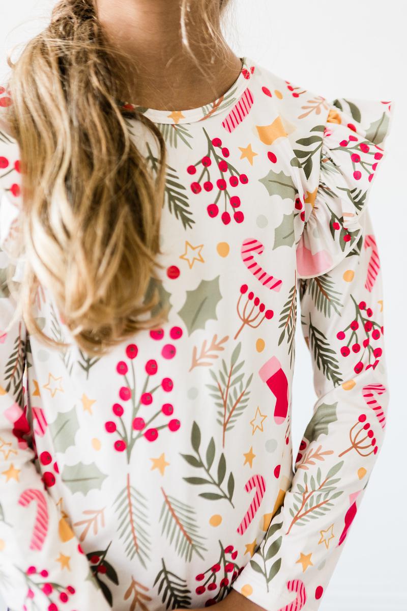 Holly Jolly Christmas L/S Ruffle Tee - 5