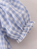 Girls Back to School Smocking Pencil Apple Embroidered Plaid Dress - 4