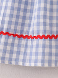Girls Back to School Smocking Pencil Apple Embroidered Plaid Dress - 5