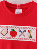 Boys Back to School Pencil Apple Applique Plaid Shorts Set - 8