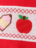 Boys Back to School Pencil Apple Applique Plaid Shorts Set - 9