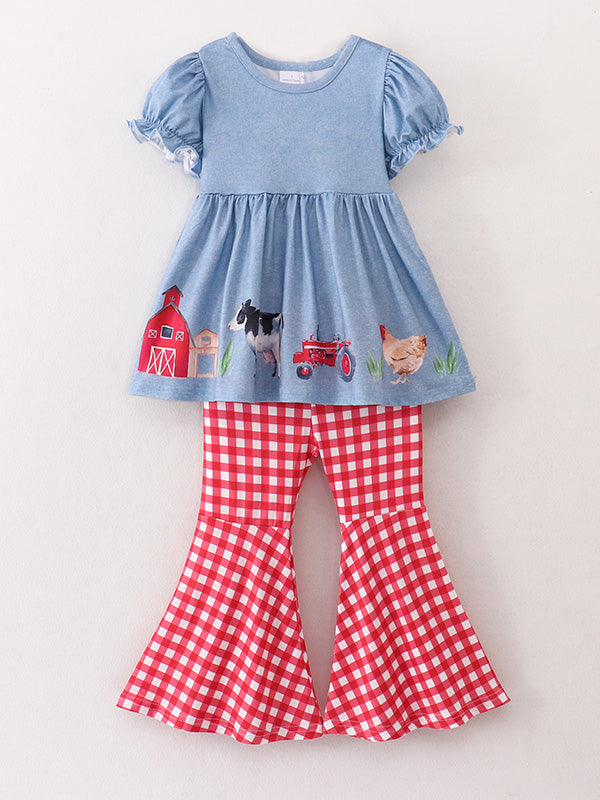 Farm Animals Bell Bottom Girls Outfit