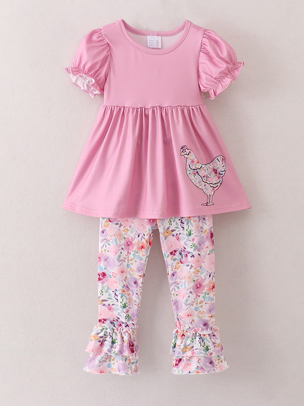 Pink Girls Farm Animals Bell Bottoms outfit - 4
