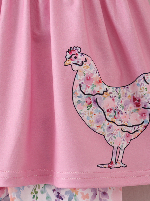 Pink Girls Farm Animals Bell Bottoms outfit - 7