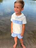 Blue Smocked Church Christ Bishop Christening Toddler Boys'Set - 2