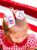 Stars & Stripes Flag Hair Bow – Toddler Girls July 4th Hair Accessory - 1