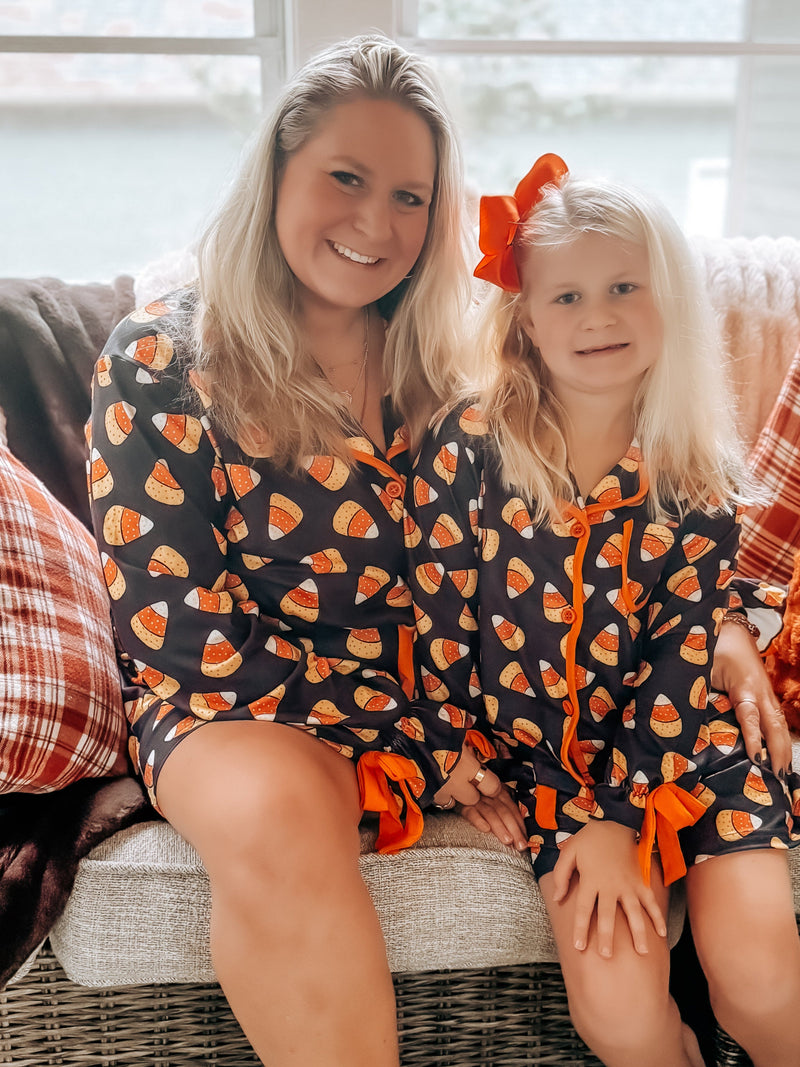 Halloween Candy Corn Mommy and Me Pajama Set Matching Lounge Set - 2