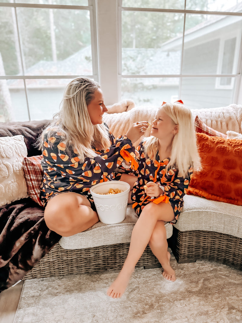 Halloween Candy Corn Mommy and Me Pajama Set Matching Lounge Set - 5