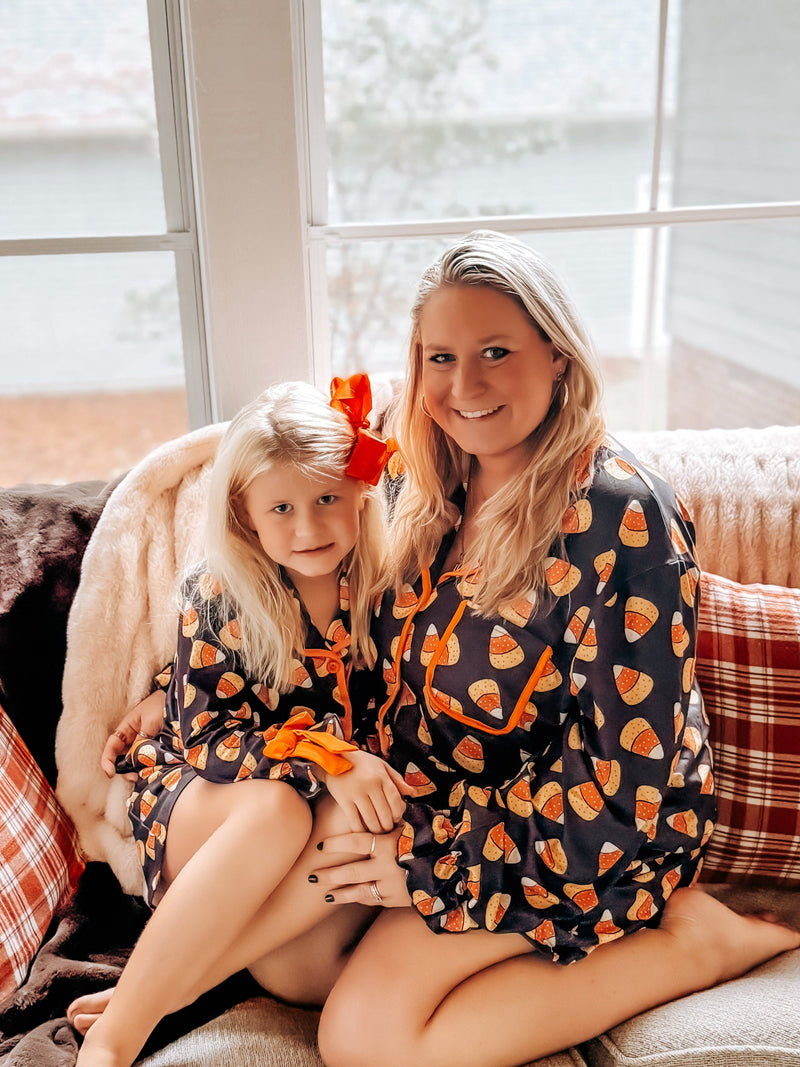 Halloween Candy Corn Mommy and Me Pajama Set Matching Lounge Set - 1