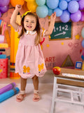 Girls Back To School Pencil Twirl Dress Bow Applique Smocked - 2