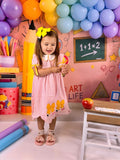 Girls Back To School Pencil Twirl Dress Bow Applique Smocked - 4