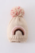 Rainbow hand embroidered pom pom beanie hat - 3