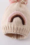Rainbow hand embroidered pom pom beanie hat - 5