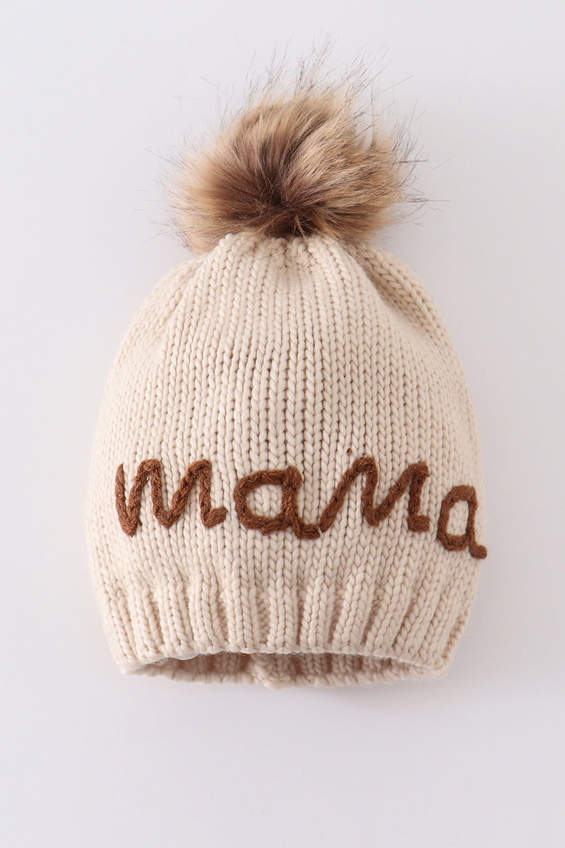 Hand embroidered pom pom beanie hat mommy&me - 2