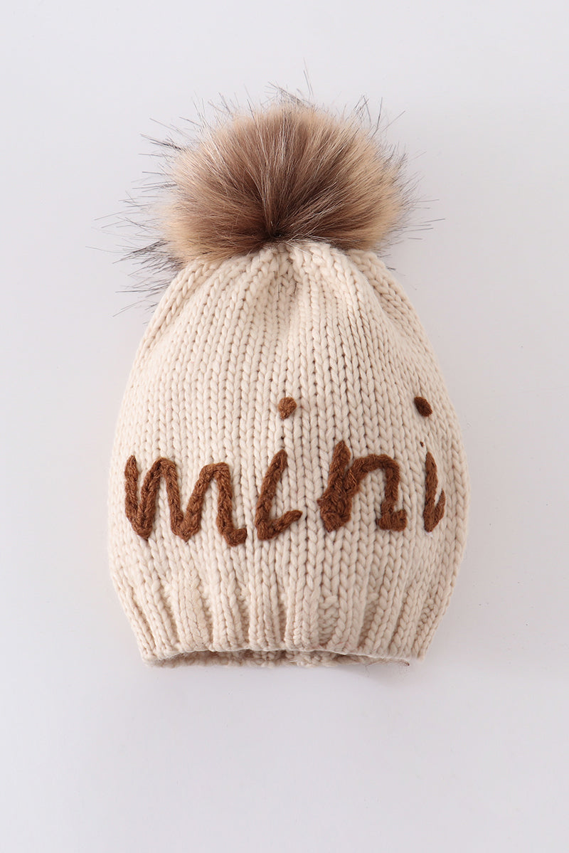 Hand embroidered pom pom beanie hat mommy&me - 3