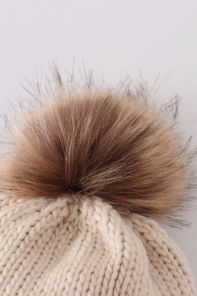 Hand embroidered pom pom beanie hat mommy&me - 4