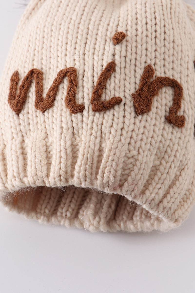 Hand embroidered pom pom beanie hat mommy&me - 6