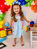 Back To School Girls Striped lapels Bow Dress - 12