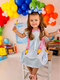 Back To School Girls Striped lapels Bow Dress - 13