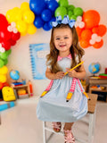 Back To School Girls Striped lapels Bow Dress - 14