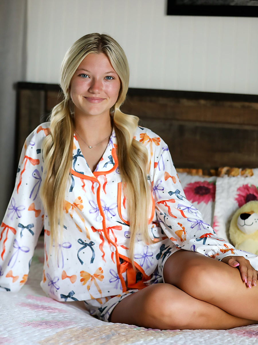 Halloween Mommy and Me Bow Print Pajama Set
