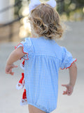 Christmas Santa Bow Plaid Girls Bubble Romper - 5