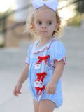 Christmas Santa Bow Plaid Girls Bubble Romper - 3
