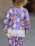 Halloween Ghost Pumpkin Girls Romper Ruffle Zipper - 2