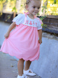 Pink Ballet Embroidery Bow Polka Dot Dress - 2