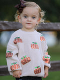 Thanksgiving Pumpkin Sequin Sweater – Beige, Perfect for Fall - 2