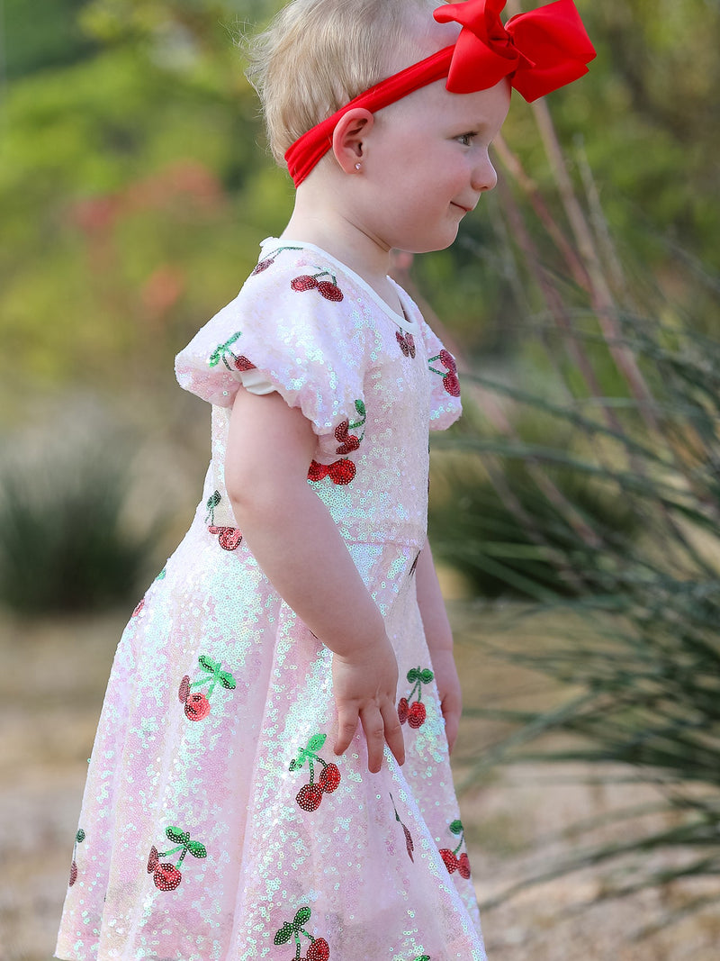 Sweet Cherry Sequins Cute Dress - 3