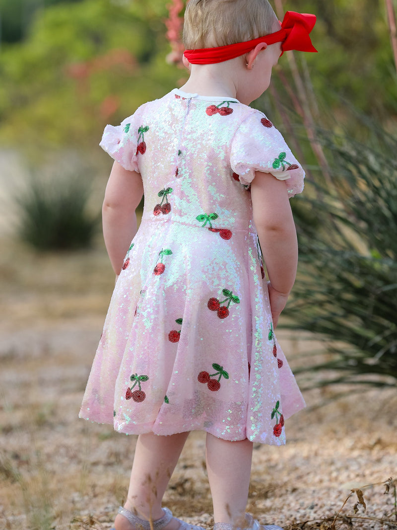 Sweet Cherry Sequins Cute Dress - 4