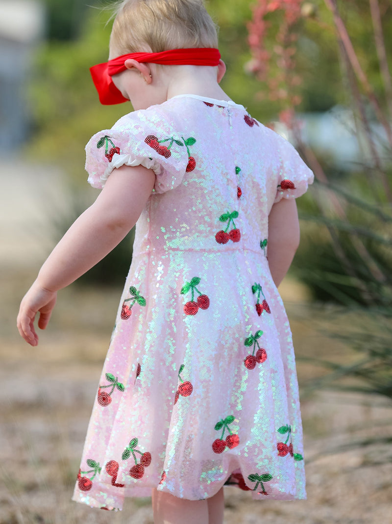Sweet Cherry Sequins Cute Dress - 5