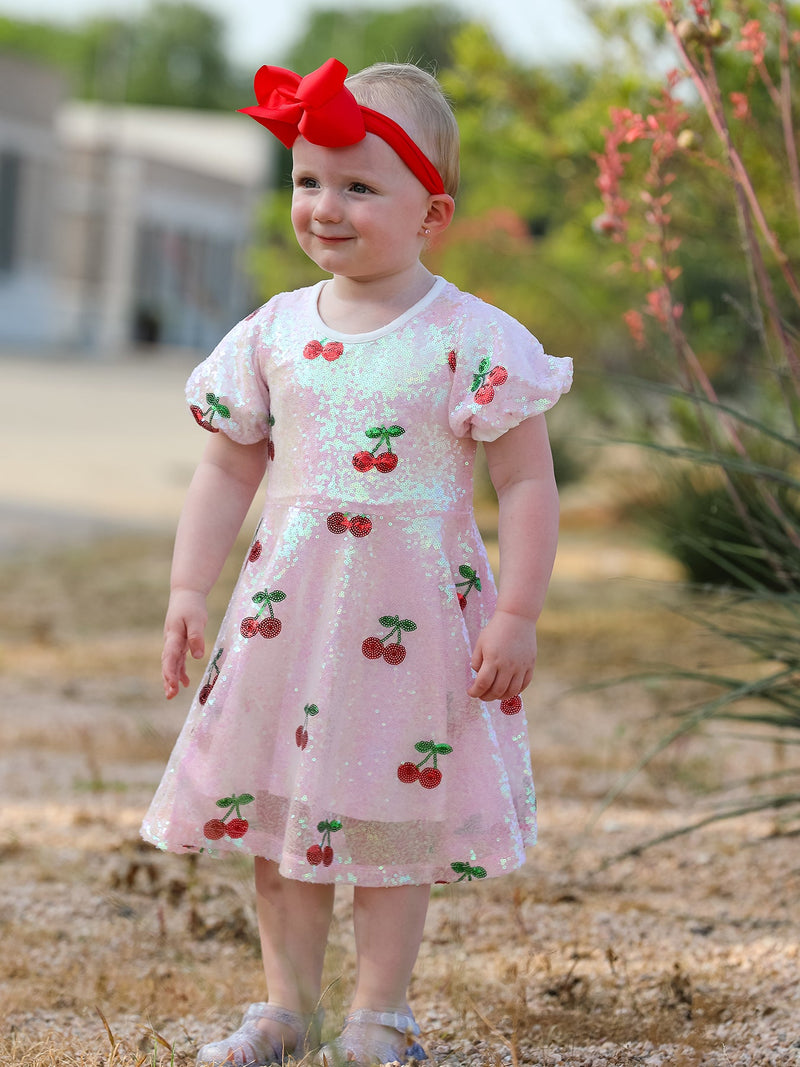 Sweet Cherry Sequins Cute Dress - 1