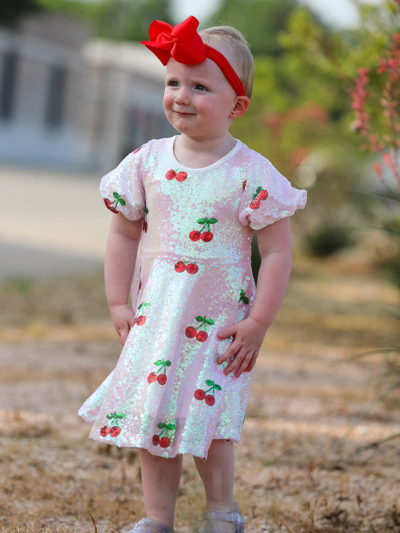 Sweet Cherry Sequins Cute Dress - 2