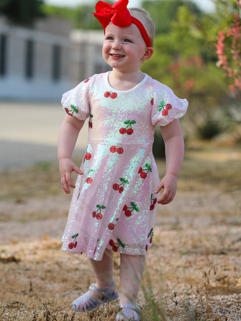 Sweet Cherry Sequins Cute Dress - 7